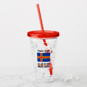 Copo De Acrílico Ilhas Ashland Bandeira Ålander Personalizada 