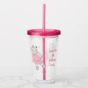 Copo De Acrílico ilusima Ballerina Hippo com texto