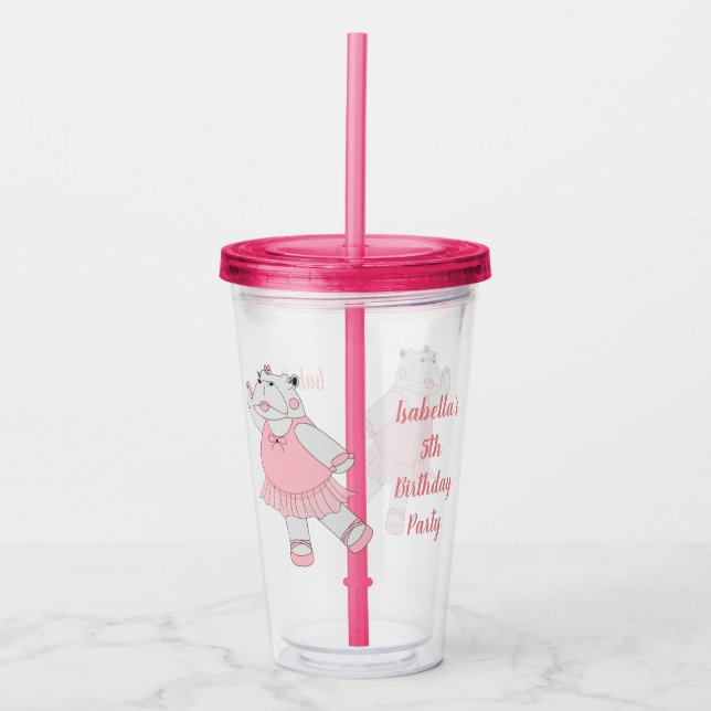 Copo De Acrílico ilusima Ballerina Hippo com texto (Frente)