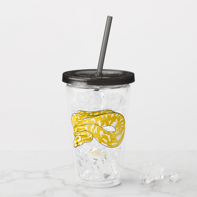 Copo De Acrílico Ilustração de cobra de pitão birmanês (Gelo traseiro)