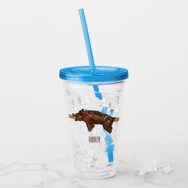 Copo De Acrílico Ilustração de desenho animado assado/assado porcin (Gelo frontal)