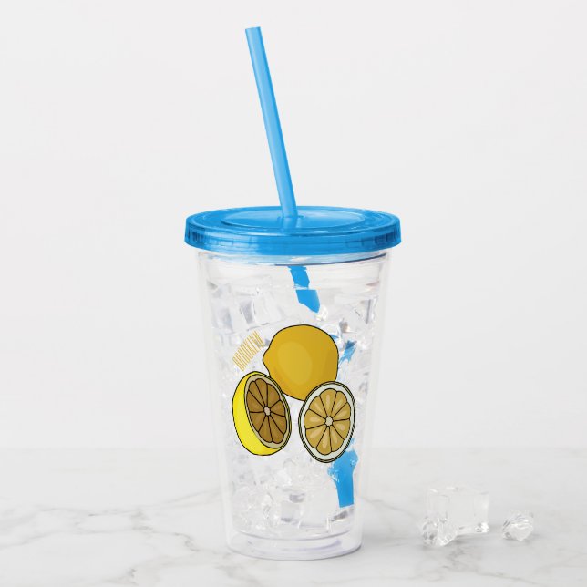 Copo De Acrílico Ilustração de desenho animado de limão (Gelo frontal)