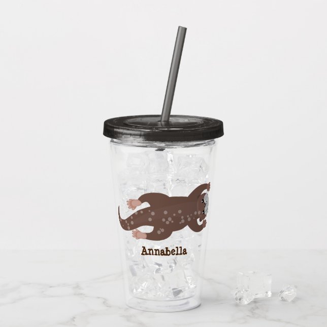 Copo De Acrílico Ilustração de desenho animado em lontra (Gelo traseiro)