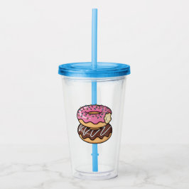 Copo De Acrílico Ilustração de Donuts Empilhados Fofos Kawaii