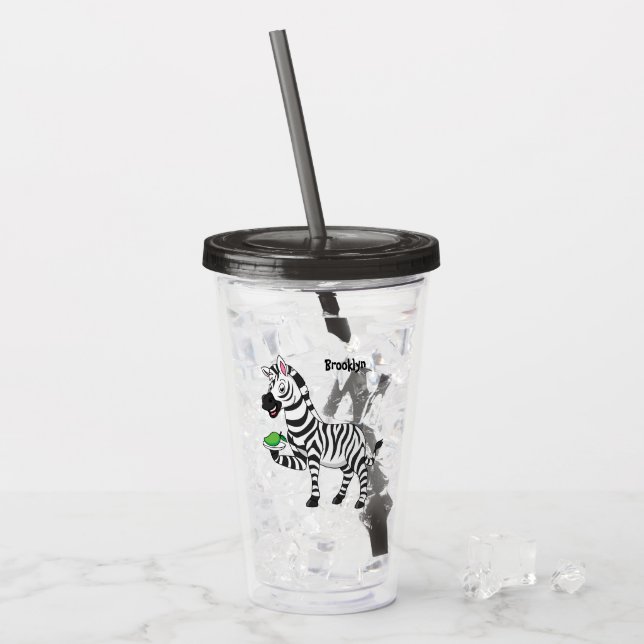 Copo De Acrílico Imagem engraçada de desenho animado zebra (Gelo frontal)