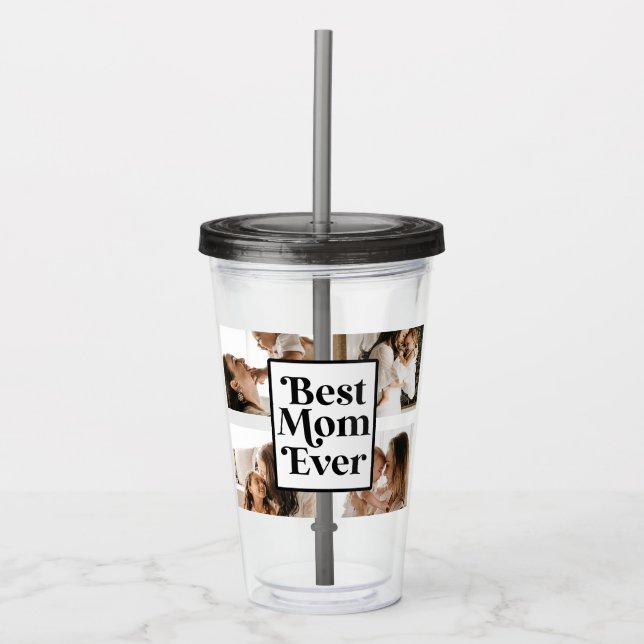 Copo De Acrílico Imagem Personalizada da Melhor Mãe Branca Negra (Frente)