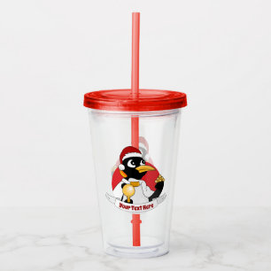 Copo De Acrílico Imperador pinguim de Natal desenho Acrylic Tumbler