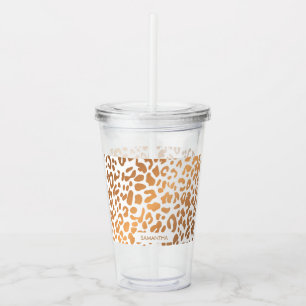 Copo De Acrílico Impressão dourado do leopardo