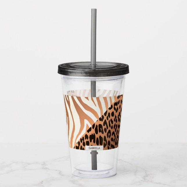 Copo De Acrílico Impressão Zebra e Leopardo (Frente)