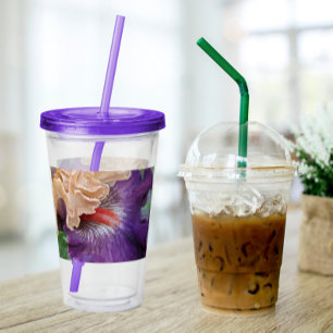 Copo De Acrílico Iris Bloom Floral De Duas Pontas