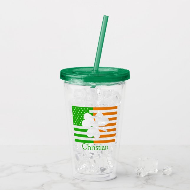 Copo De Acrílico Irlandês Americano Personalizado (Gelo traseiro)