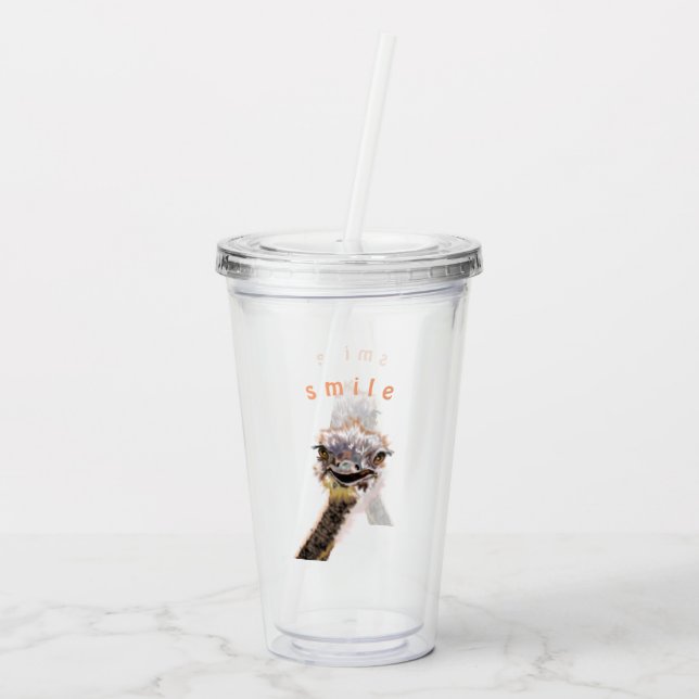 Copo De Acrílico Jogando Acrylic Tumbler Happy Ostrich - Sorria (Verso)
