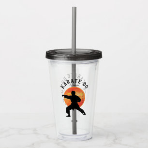 Copo De Acrílico Karate Silhouette Name Personalizado Preto Moderno
