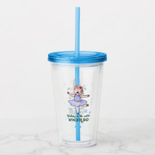 Copo De Acrílico Kawaii Unicorn Caminhada durante o inverno