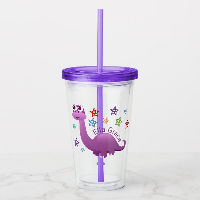 Copo De Acrílico Kids Purple Dinossaur Personalizado (Frente)