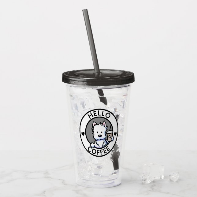 Copo De Acrílico KiniArt Café Lover Westie Tumbler Acrílico (Gelo frontal)