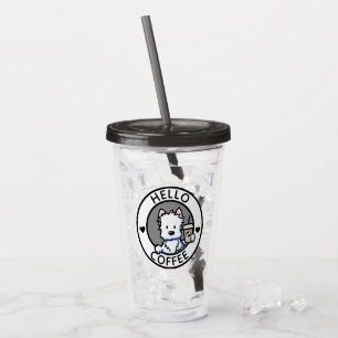 Copo De Acrílico KiniArt Xícara de Acrílico Coffee Lover Westie