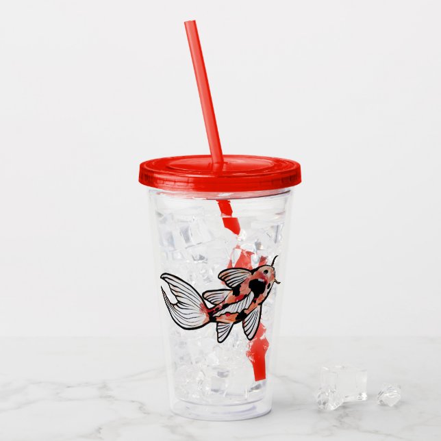 Copo De Acrílico Koi Pond Fish Trabalho de arte (Gelo frontal)