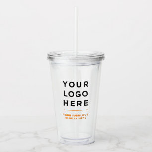 Copo De Acrílico Laranja Personalizado Limpo Tumbler com Palha
