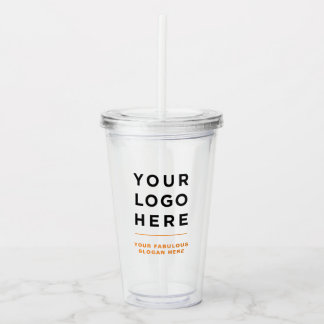 Copo De Acrílico Laranja Personalizado Limpo Tumbler com Palha