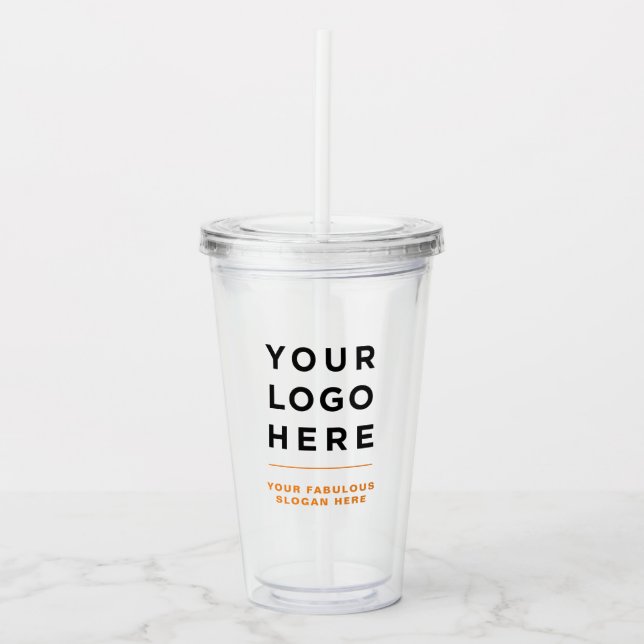 Copo De Acrílico Laranja Personalizado Limpo Tumbler com Palha (Frente)