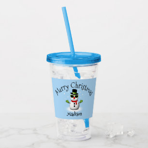 Copo De Acrílico Legal Snowman Feliz Natal Nome da Família Personal