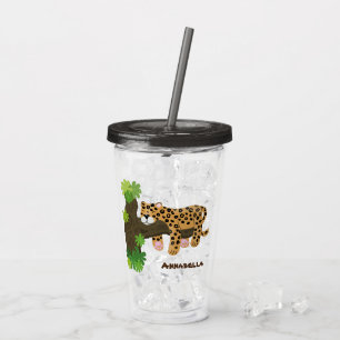 Copo De Acrílico Leopardo giro dormindo na ilustração de desenhos