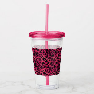 Copo De Acrílico Leopardo rosa-claro e preto