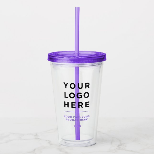 Copo De Acrílico Limpo de Tumbler Personalizado com Palha (Frente)