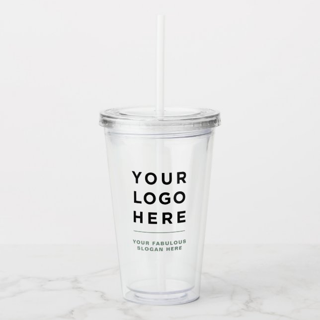 Copo De Acrílico Limpo de Tumbler Personalizado com Palha (Frente)
