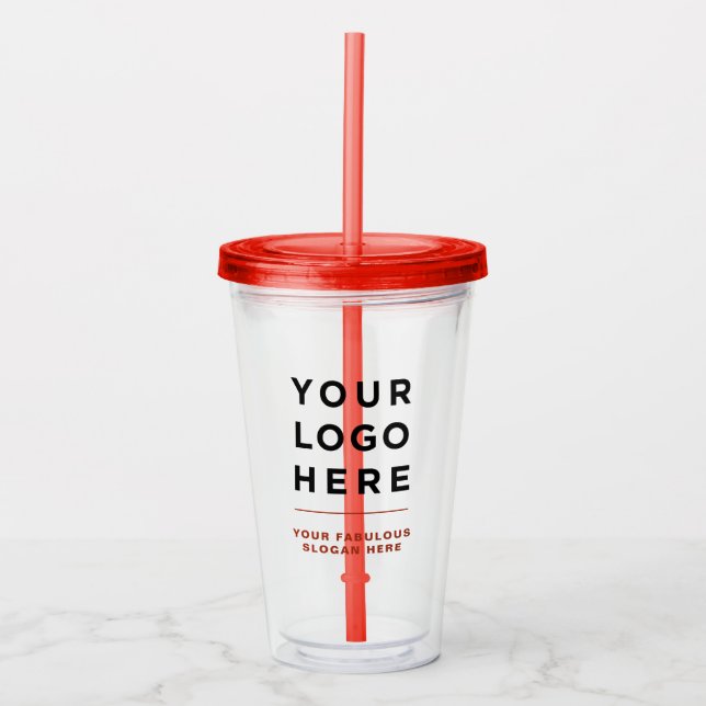 Copo De Acrílico Limpo de Tumbler Personalizado com Palha (Frente)