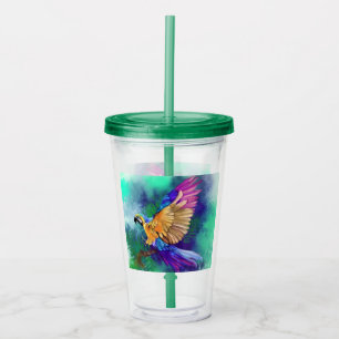 Copo De Acrílico Linda Caneca de Acrílico de Papagaio Colorido