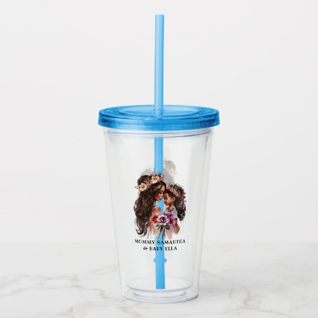 Copo De Acrílico Linda mãe negra e filha (Frente)