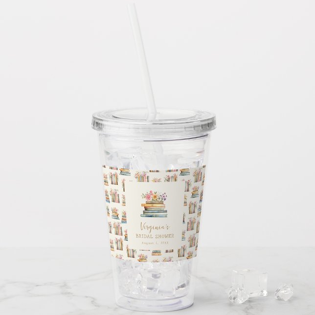 Copo De Acrílico Livros de Flores Silvestres Chá de Noiva (Wildflower Books Bridal Shower Acrylic Tumbler by Painted Paperie
)