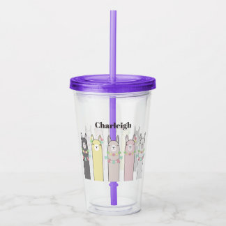 Copo De Acrílico Llamas Coloridas, Cute Personalizadas