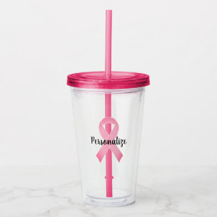 Copo De Acrílico Logotipo de reconhecimento do cancer da faixa rosa