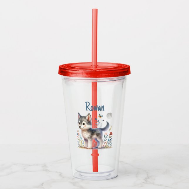 Copo De Acrílico Lunar Cub - Baby Wolf Tumbler (Frente)