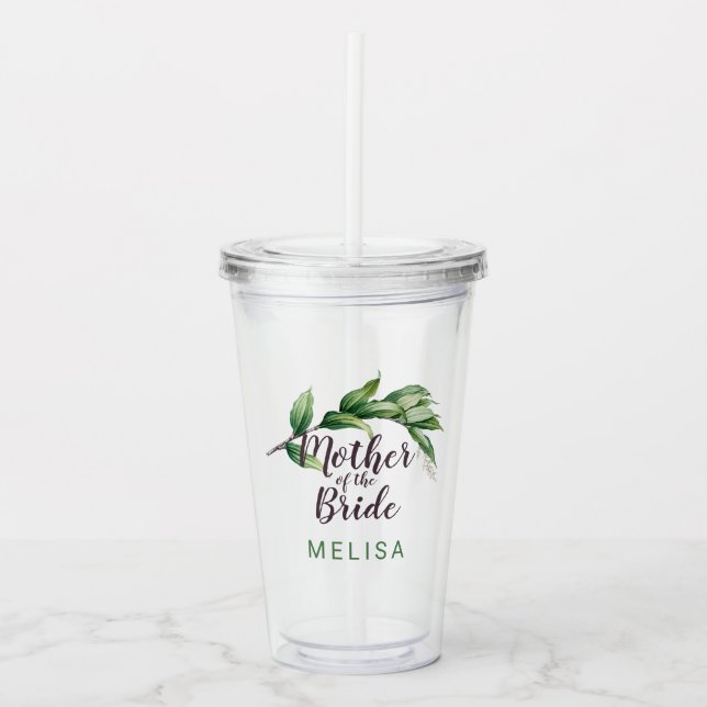 Copo De Acrílico Mãe da Noiva Folhagem Personalizada (Frente)