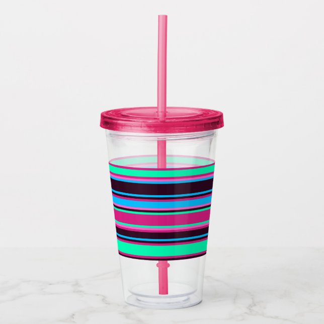 Copo De Acrílico Magenta, Aqua e Tumbler Acrílicos com Strike Azul (Frente)