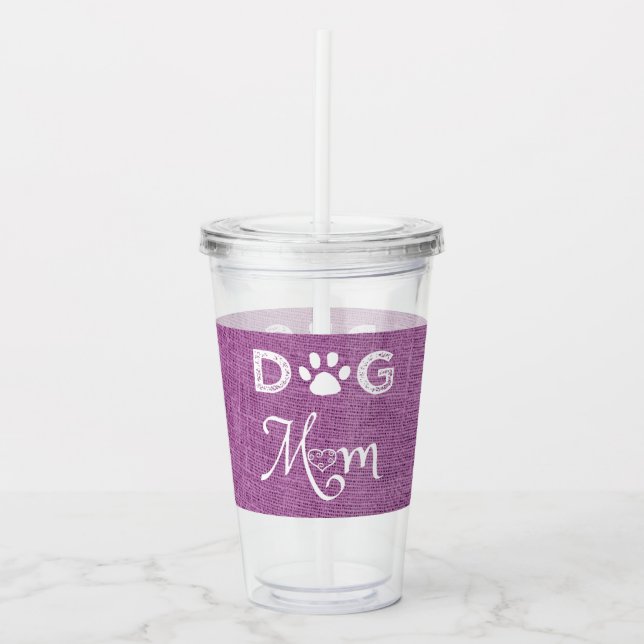 Copo De Acrílico Magenta Burlap Dog Mãe Tumbler Acrílico (Frente)