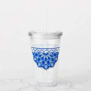Copo De Acrílico Mandala em azul