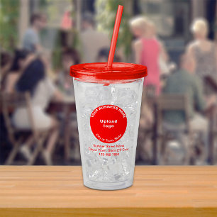 Copo De Acrílico Marca Comercial Redonda Vermelha em Tumbler de Acr