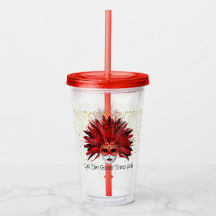 Copo De Acrílico Mardi Gras Mask Acrylic Tumbler & Straw