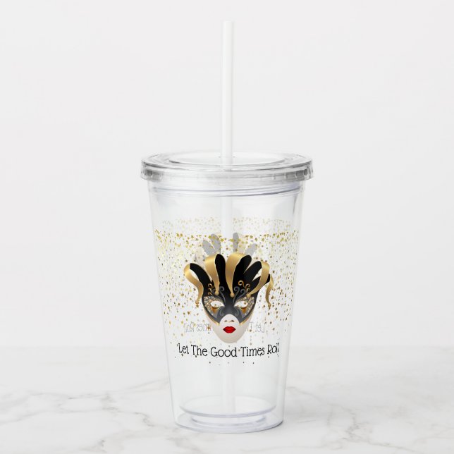 Copo De Acrílico Mardi Gras Mask Acrylic Tumbler & Straw (Frente)
