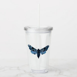 Copo De Acrílico Marinho Blue Vintage Moth