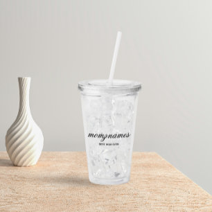 Copo De Acrílico Melhor Mãe Personalizada Nome De Caligrafia