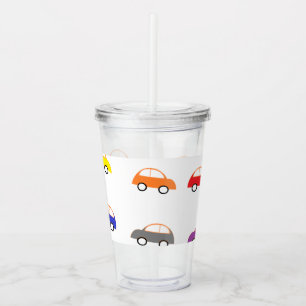 Copo De Acrílico Mini carros multicoloridos no branco