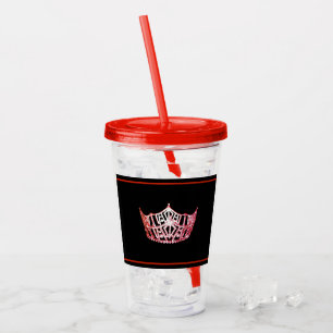 Copo De Acrílico Miss América Red Crown Acrylic Tumbler