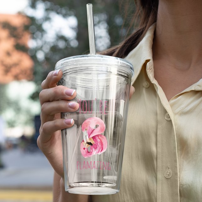 Copo De Acrílico Moderno Você É Flagrante Beleza Rosa Flamingo (Criador carregado)