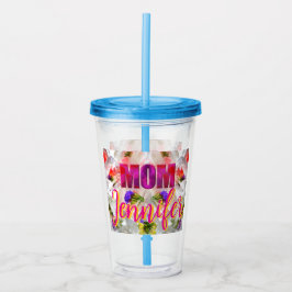Copo De Acrílico 'Mom-Boss-Fire' – Diseño floral en cubos 